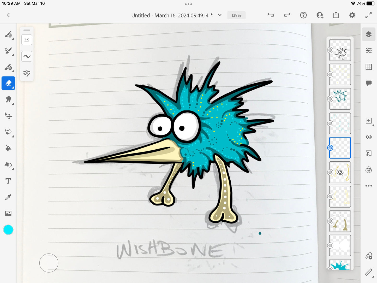 Wishbone Pirate Chicken - Original Sketch - RARE