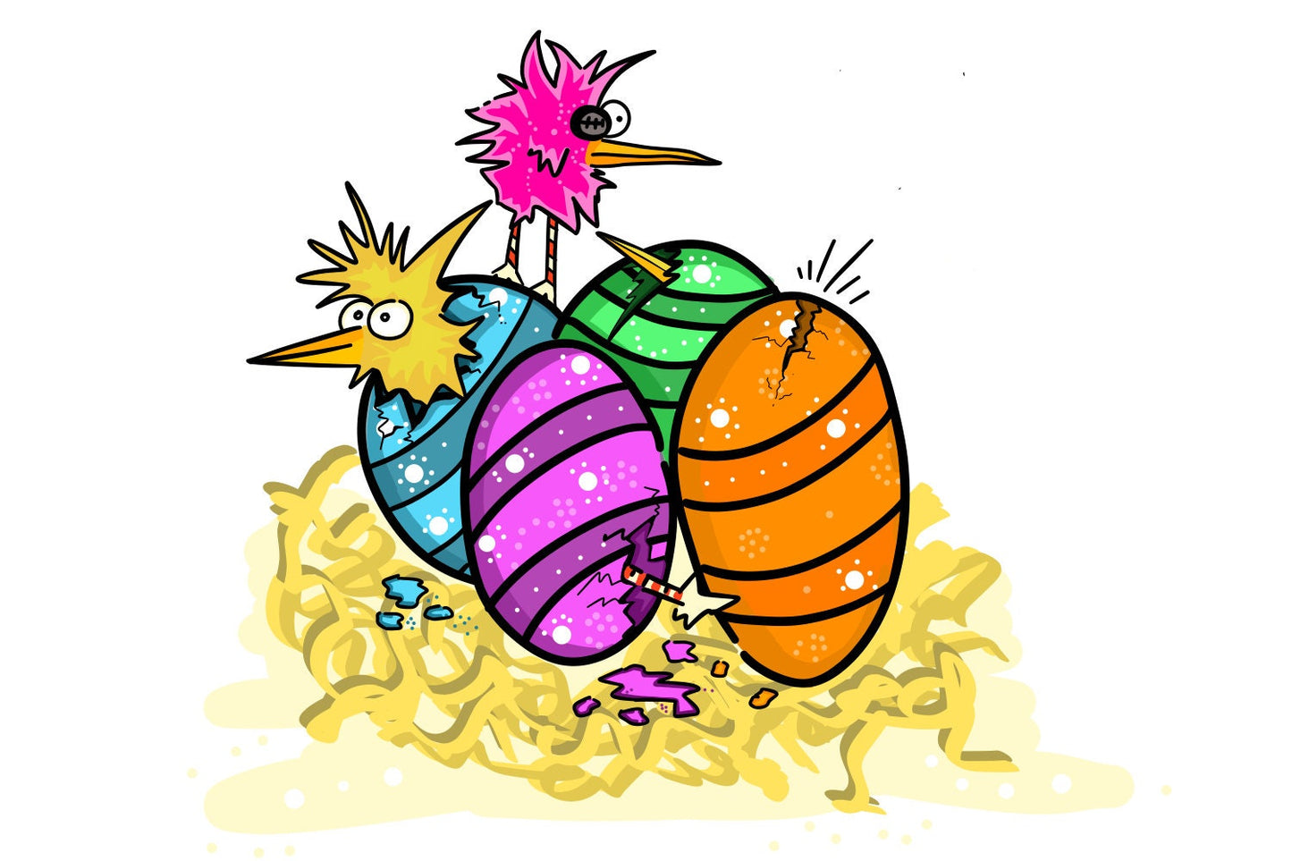 Baby Pirate Chickens Hatching From Eggs - ORIGINAL SKETCH 1/1