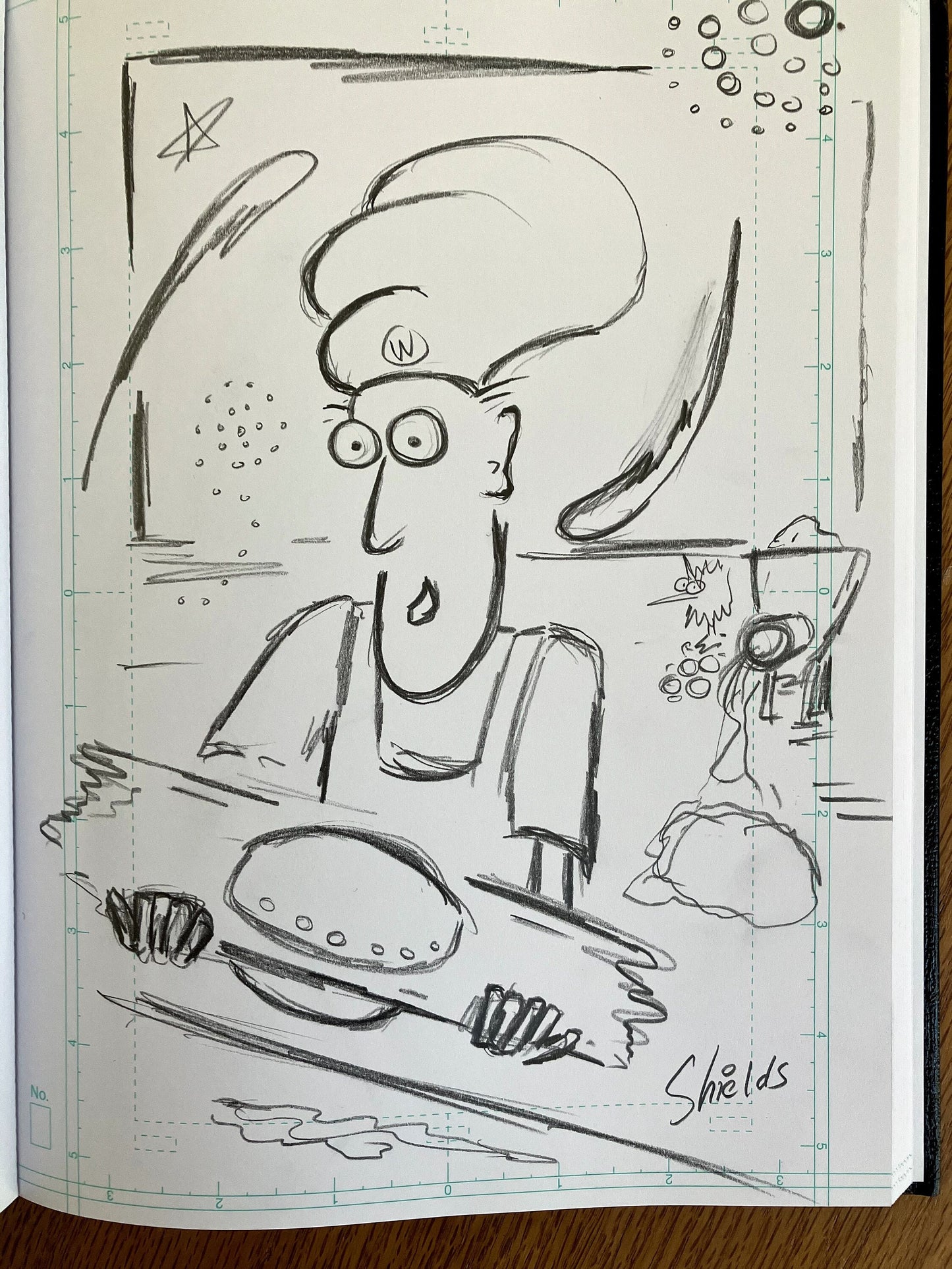 Wiley Invents the Ravioli Spaceship - ORIGINAL SKETCH 1/1