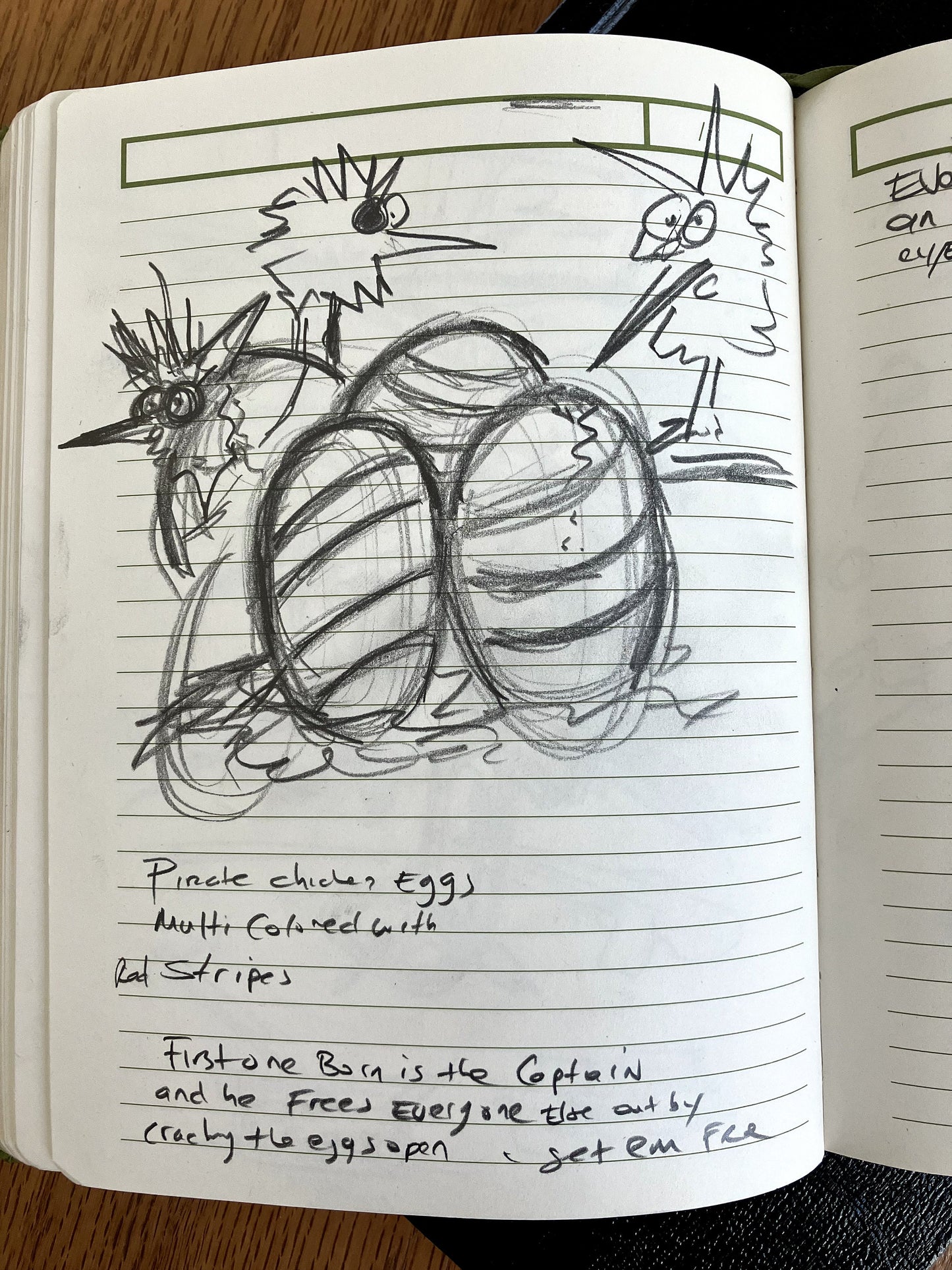 Baby Pirate Chickens Hatching From Eggs - ORIGINAL SKETCH 1/1