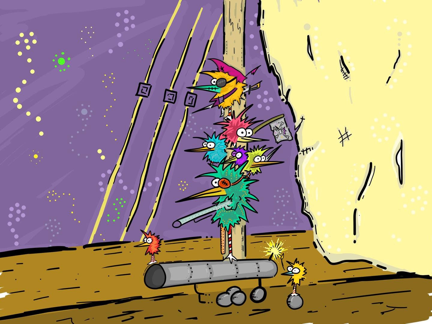Pirate Chicken Attack - Original Sketch 1/1