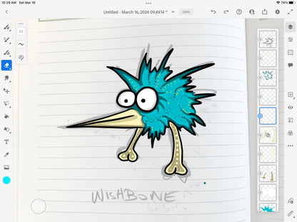 Wishbone Pirate Chicken - Original Sketch - RARE