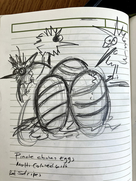 Baby Pirate Chickens Hatching From Eggs  - ORIGINAL SKETCH 1/1