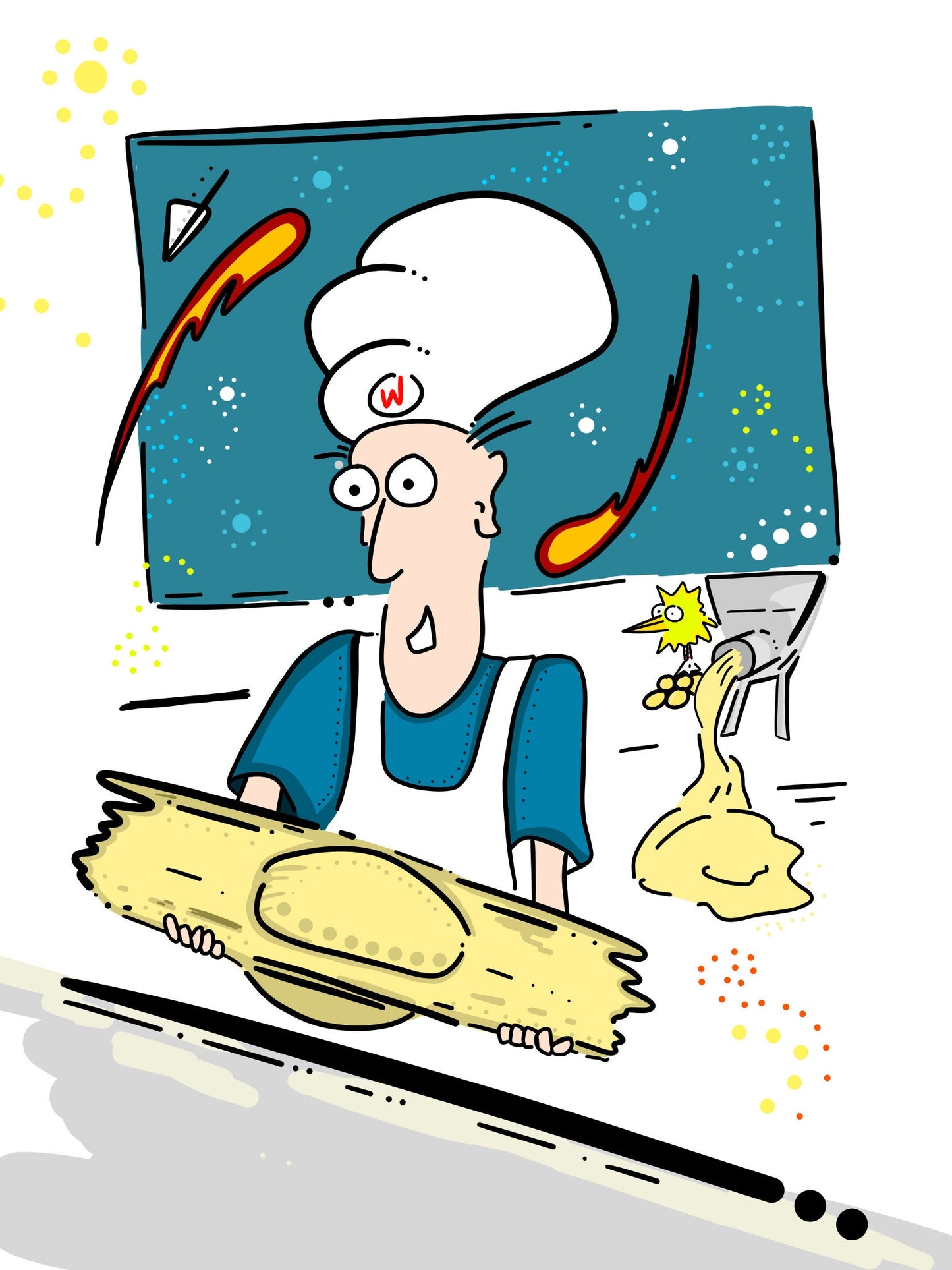 Wiley Invents the  Ravioli Spaceship - ORIGINAL SKETCH 1/1