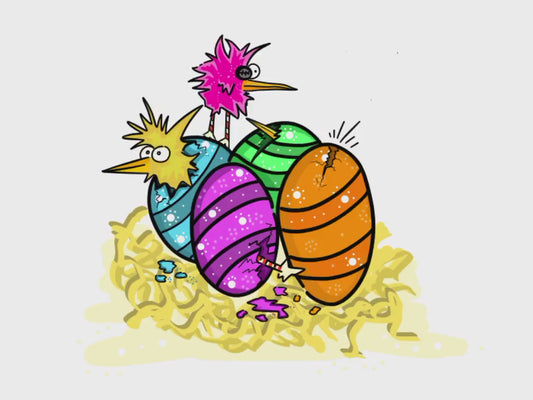 Baby Pirate Chickens Hatching From Eggs  - ORIGINAL SKETCH 1/1